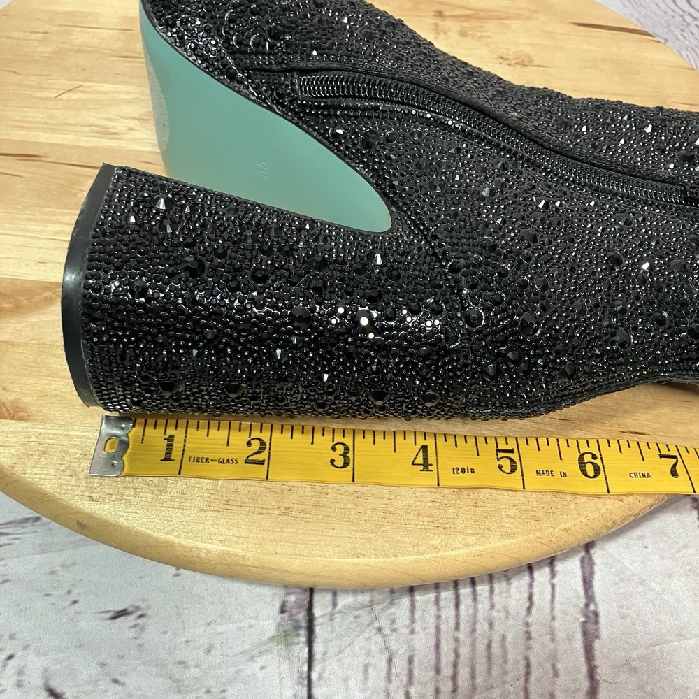 Betsey Johnson‎ Rhinestone Ankle Boots Women's Size 8 Black Chunky Heel Sparkly - Picture 12 of 12